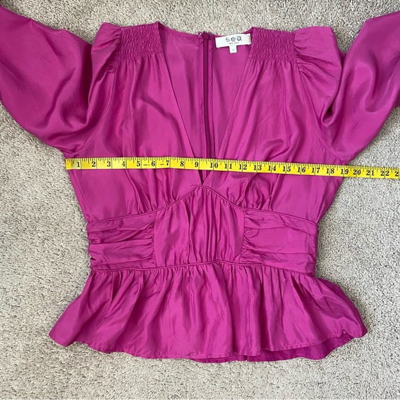 Sea New York Fabiola Silk Peplum‎ Blouse Pink 10 - Picture 7 of 8